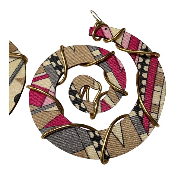 Statement earrings spiral colorful ethnic boho lightweight unique handmade - Picture 3 of 6